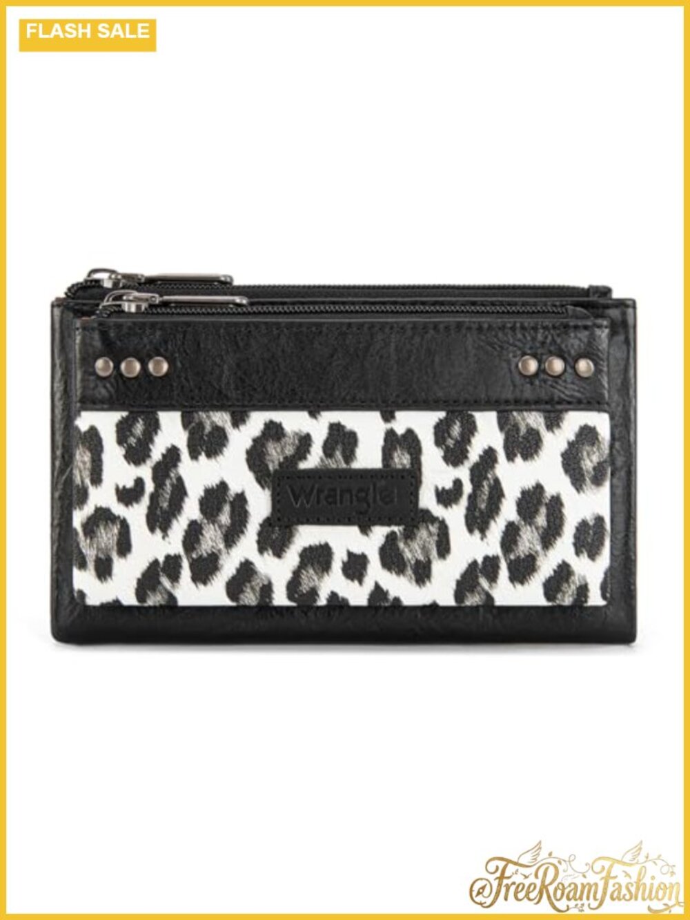 Large Western Leopard Print Wallet RFID Double Zipper Phone Clutch